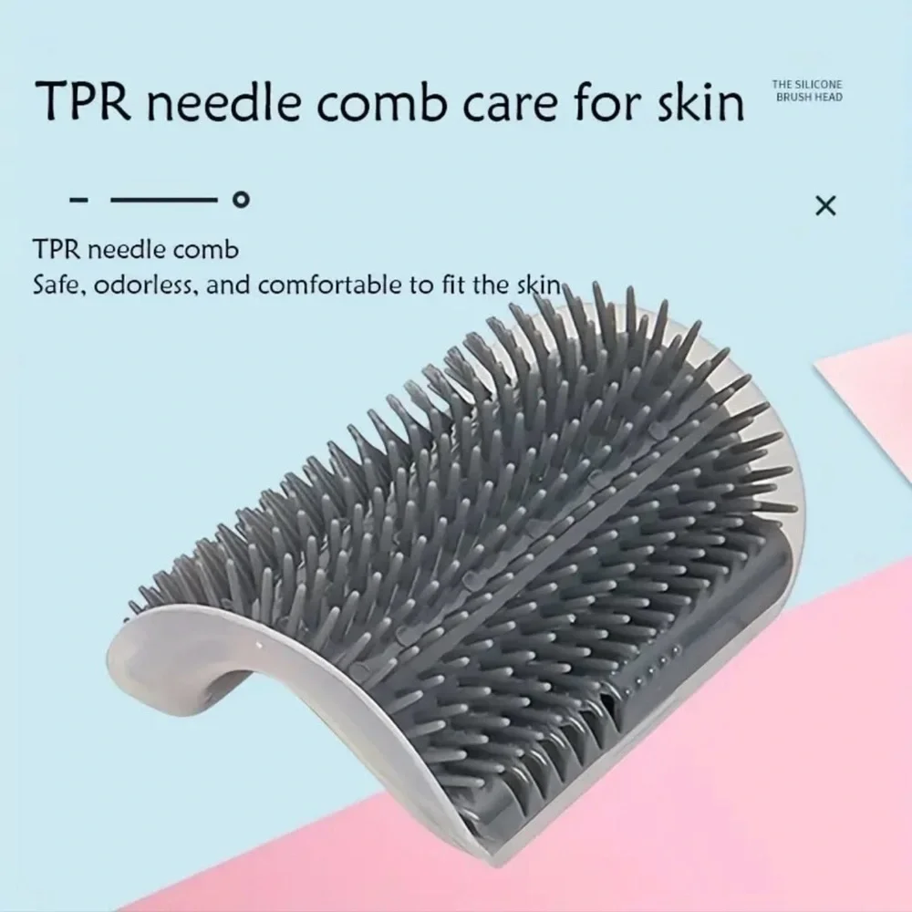 Small Curved Massaging Wall Brush For Cats in Gray New in Packaging